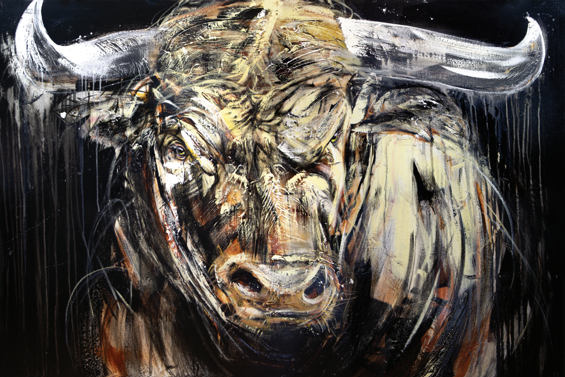 The bull ferrucio, textured art print from Confetti artist, modern, abstract