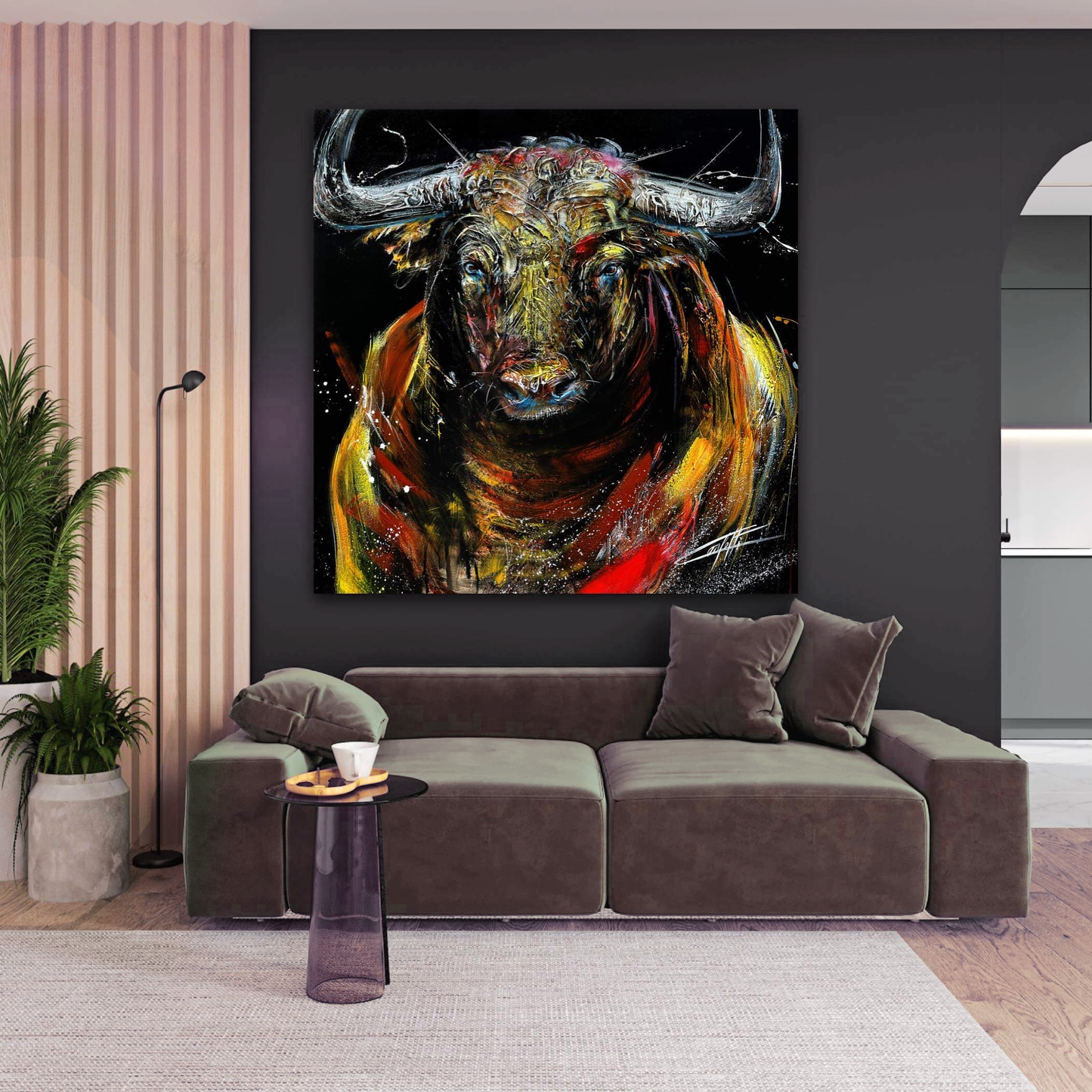 Le taureau Greco , art print texturé par l'artiste Confetti, moderne, abstrait