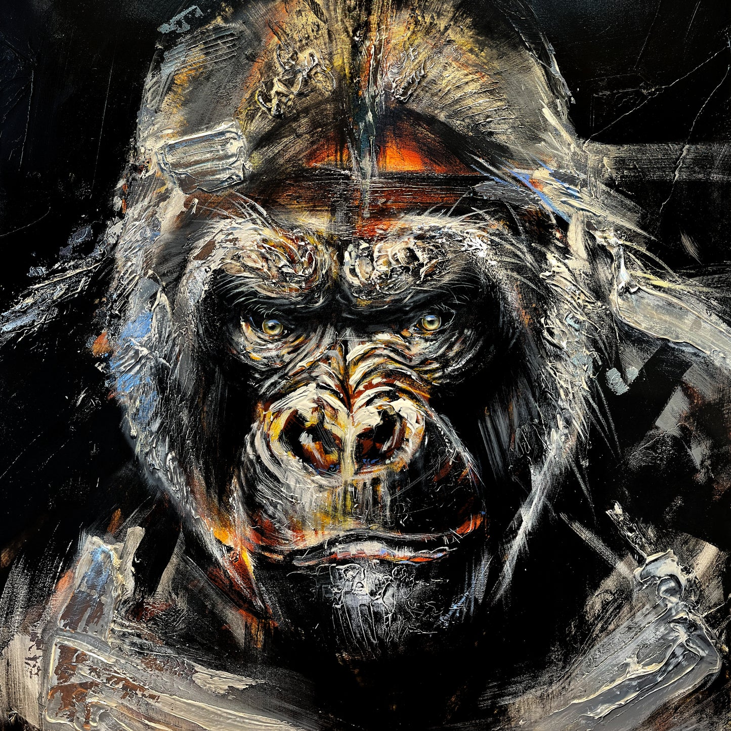 Silver expression the gorilla/ art print by Confetti artist, textured, modern, abstract