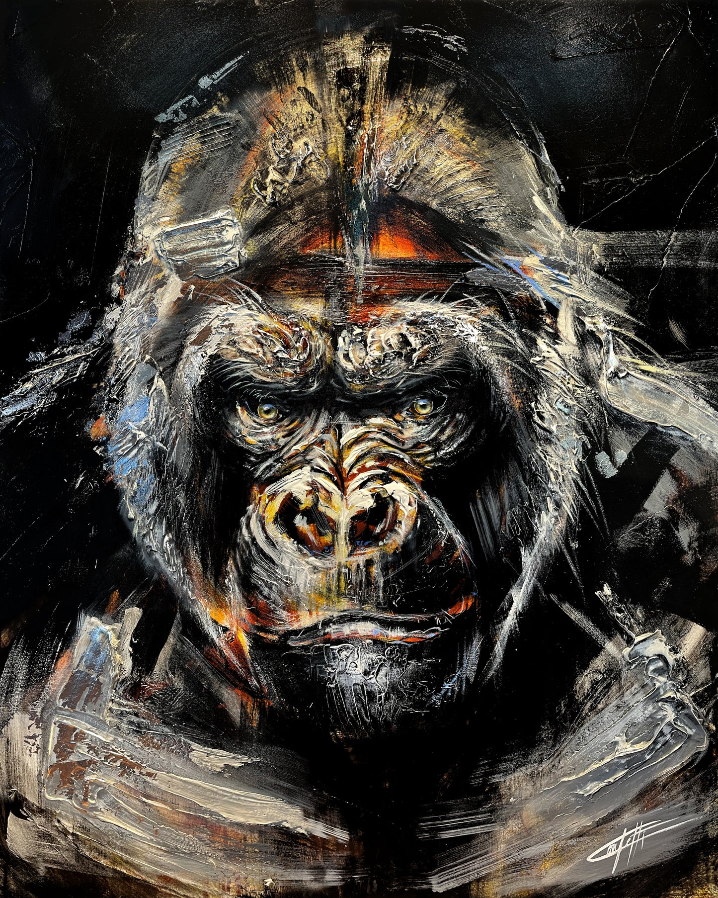 Silver expression the gorilla/ art print by Confetti artist, textured, modern, abstract