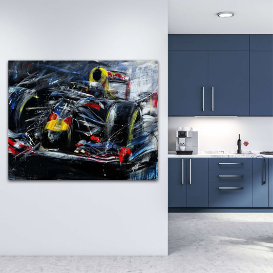 Raging Bull, formule 1, artprint fait par l'artiste Confetti, texturé, voiture de course