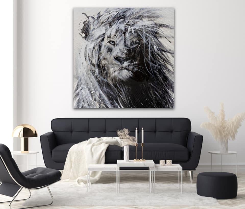 The wild beast the lion, textured art print by Confetti artist, modern, abstract