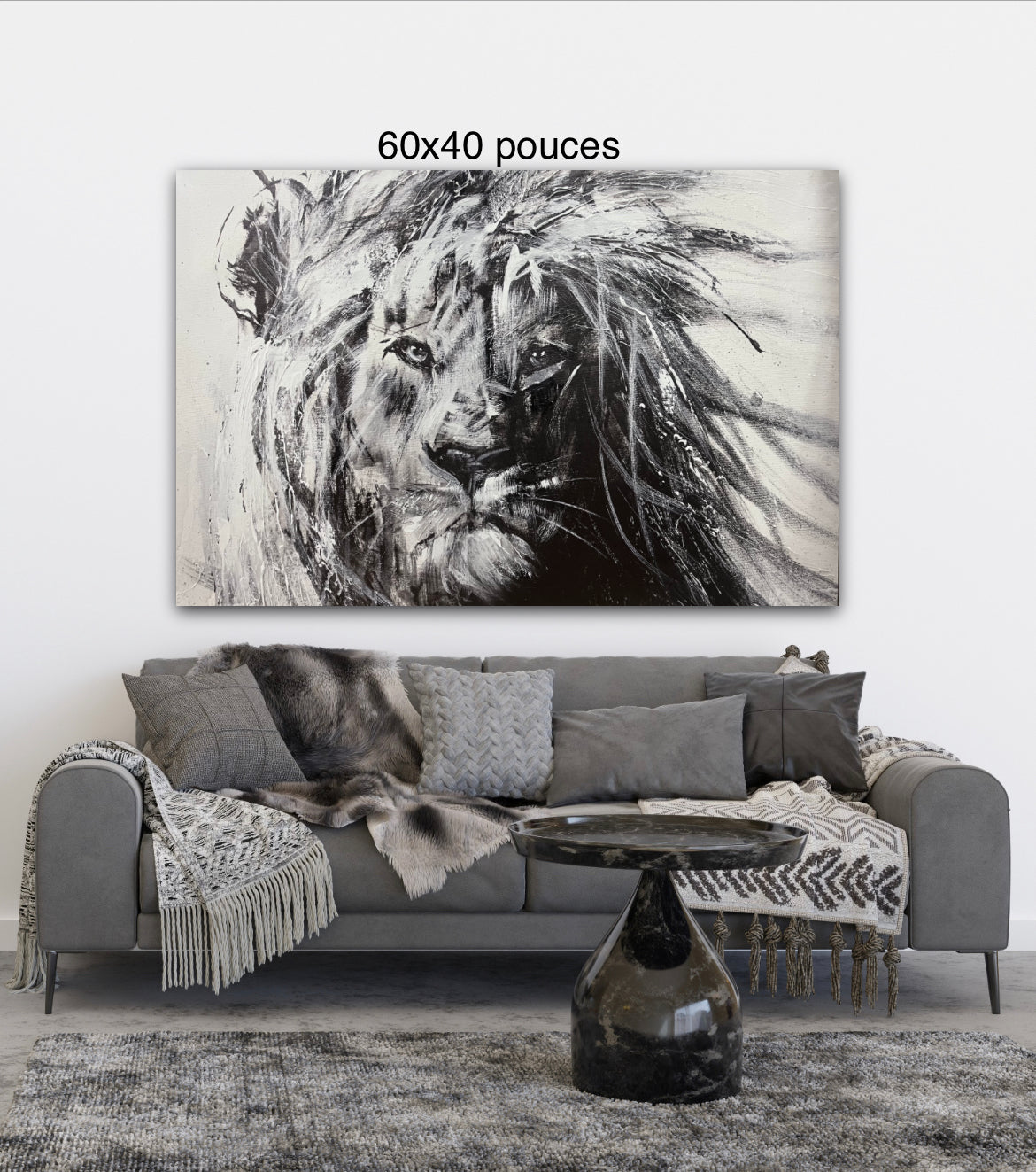 The wild beast the lion, textured art print by Confetti artist, modern, abstract