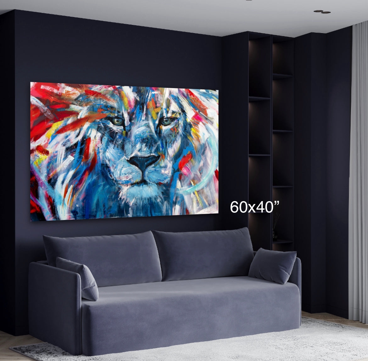 Pedro le lion, art print texturé par l'artiste Confetti, moderne, abstrait