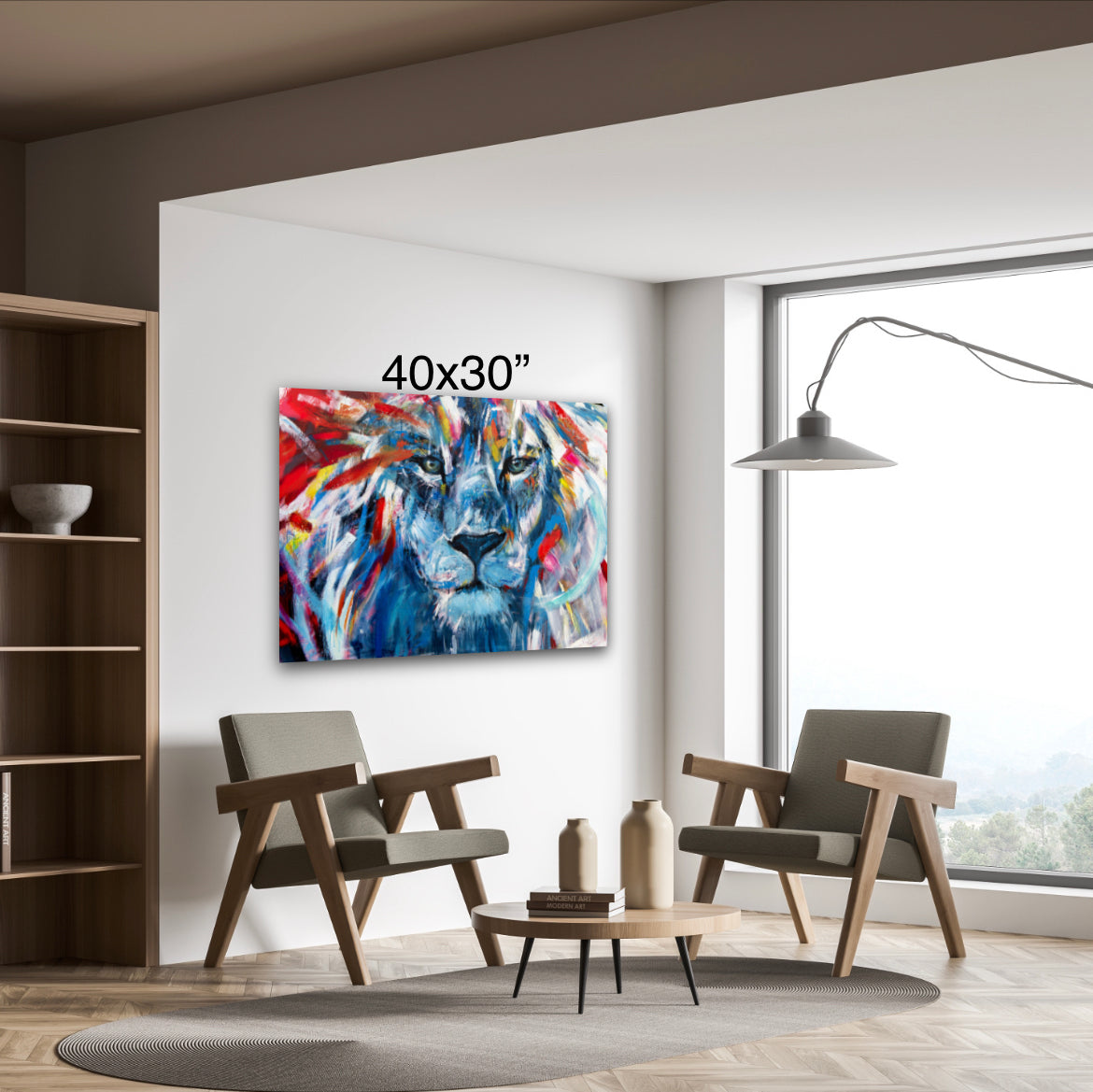 Pedro le lion, art print texturé par l'artiste Confetti, moderne, abstrait