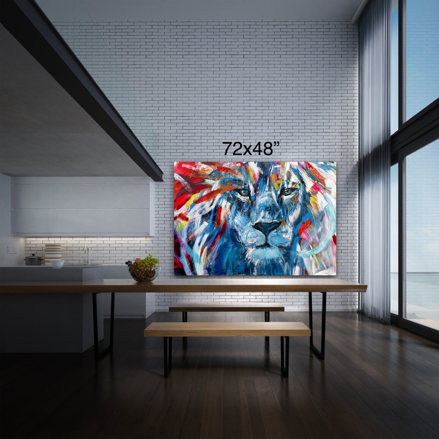 Pedro le lion, art print texturé par l'artiste Confetti, moderne, abstrait