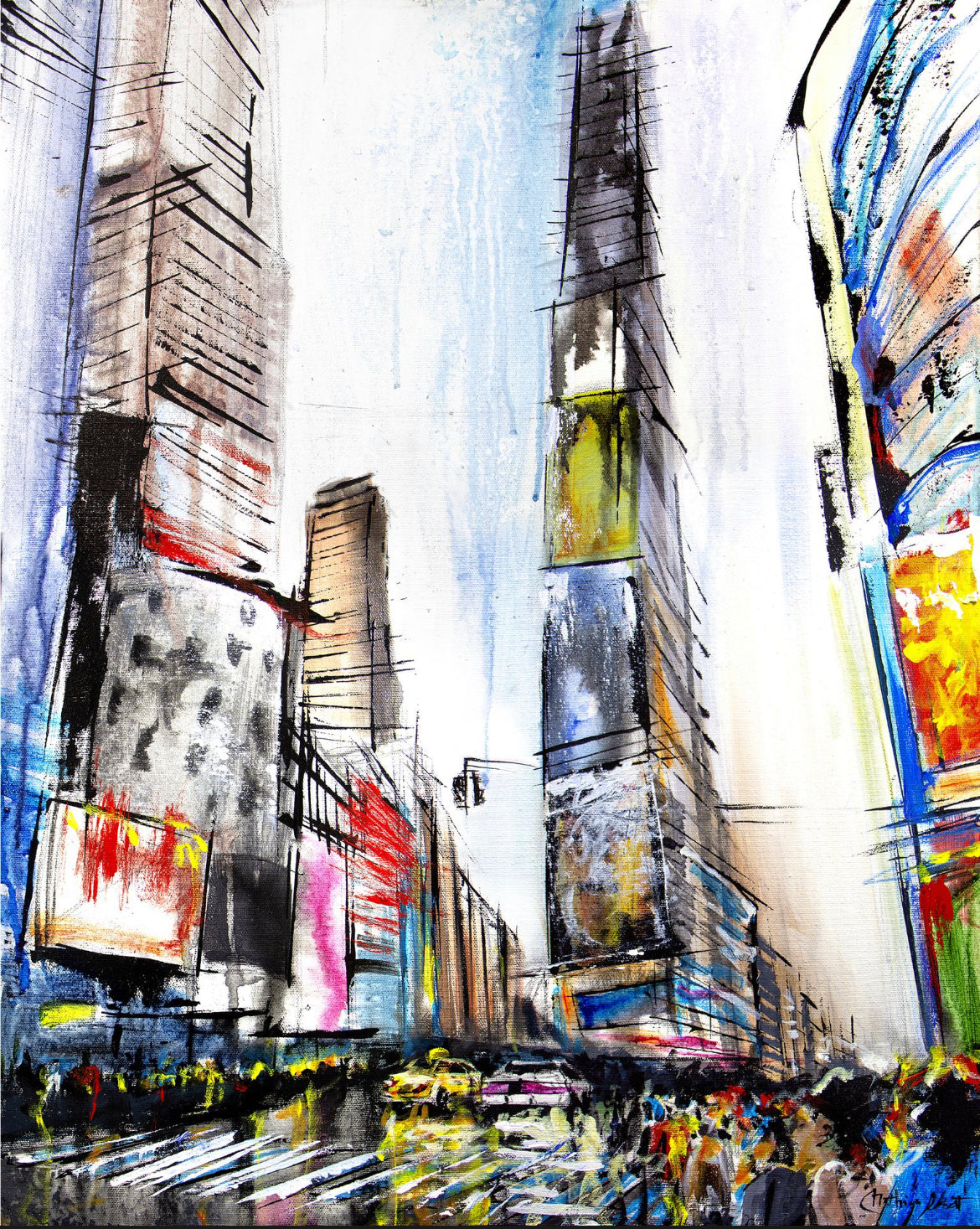 New-York Times Squares / textured art print by Confetti artist, modern, abstract