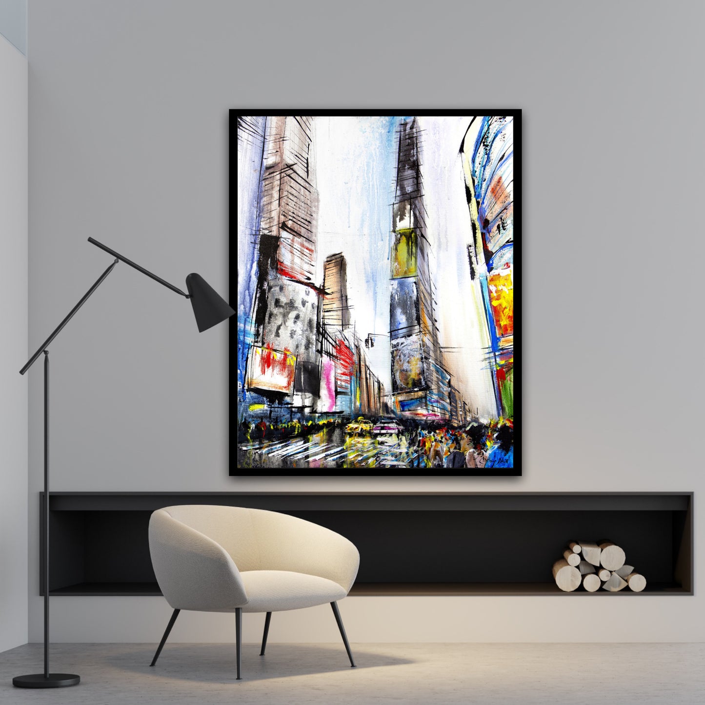 New-York Times Squares / textured art print by Confetti artist, modern, abstract