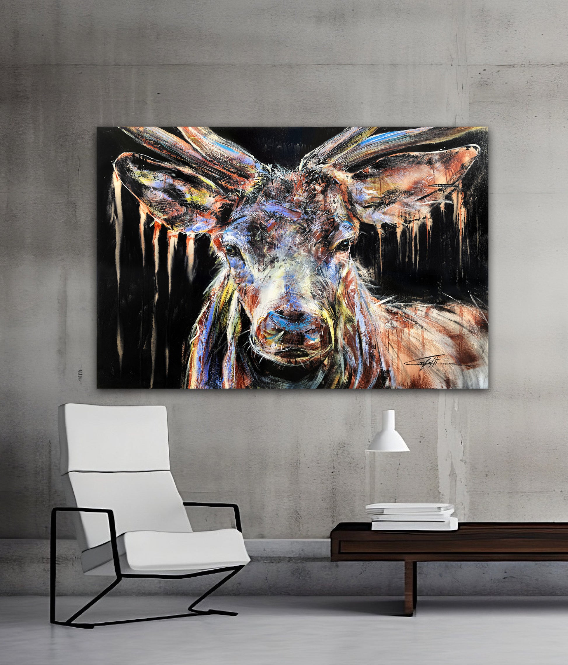 Confetti Artist: Alfred the wapiti/ passionate work of the artist confetti, textured and intense, black background