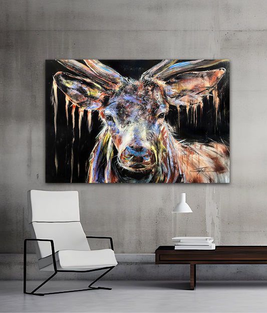 Confetti Artist: Alfred the wapiti/ passionate work of the artist confetti, textured and intense, black background