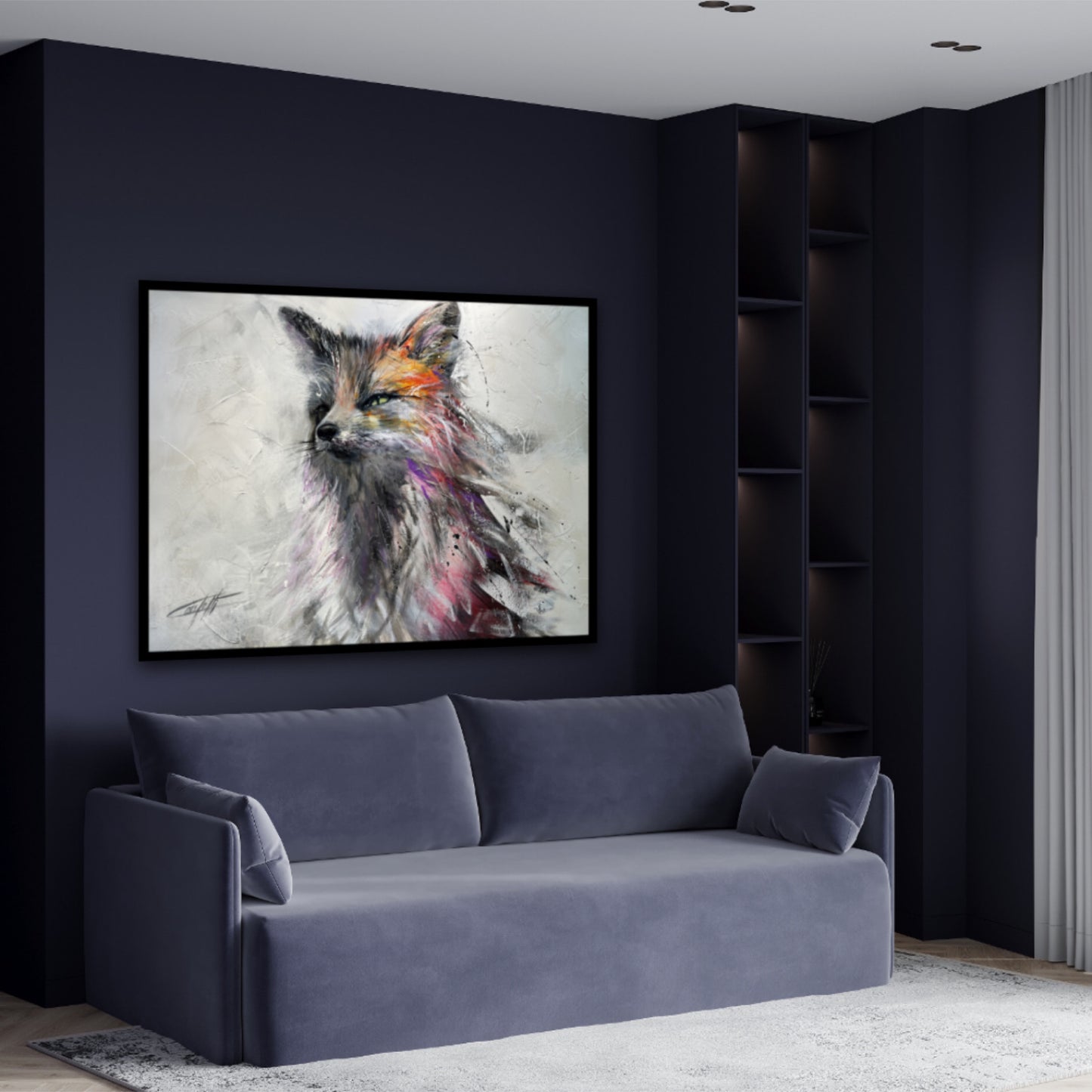 Le prince renard /art print texturé de l'artiste Confetti, renard coloré, moderne, abstrait