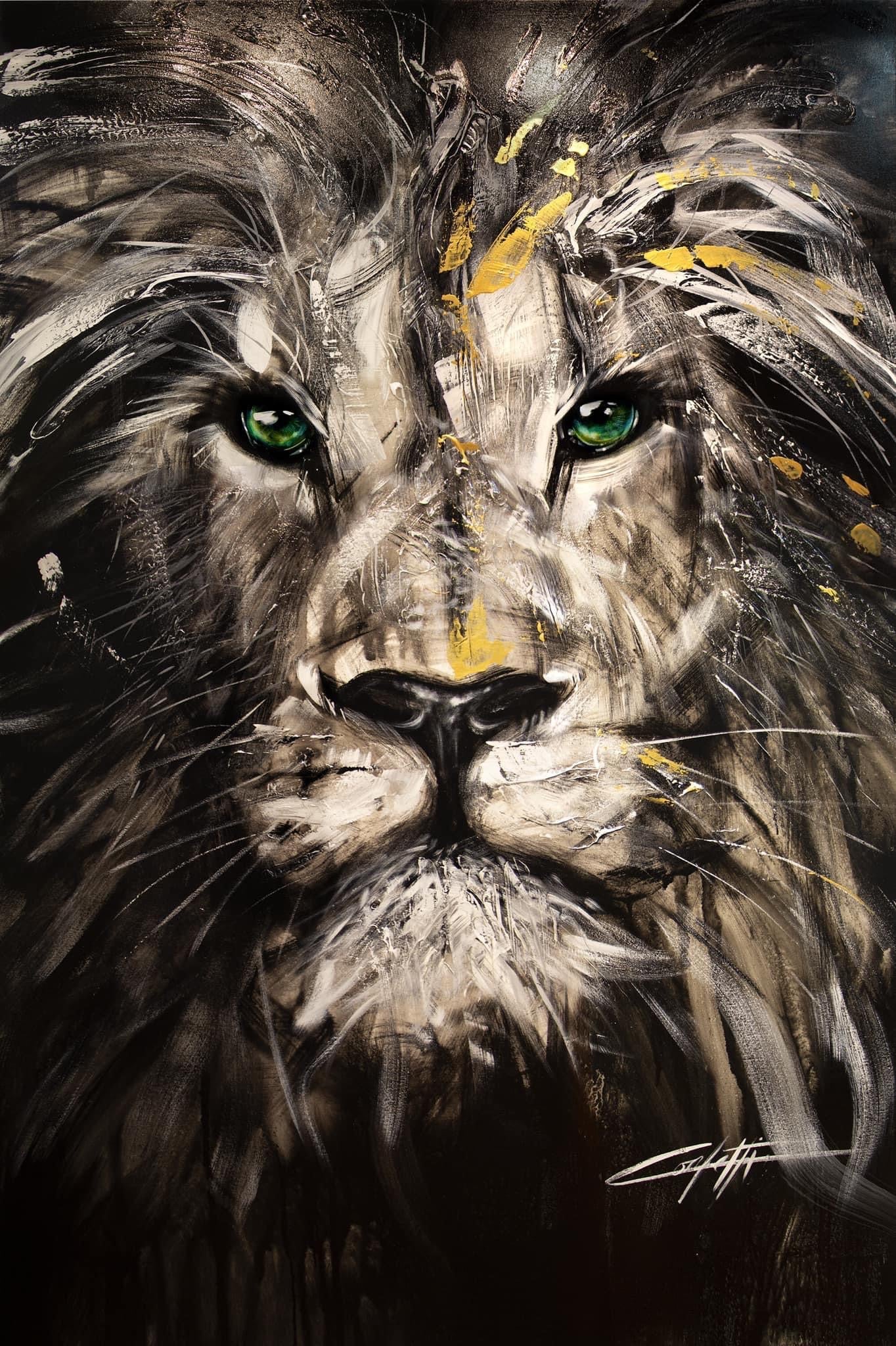 The lion king, textured art print from the artist Confetti, modern lion, abstract