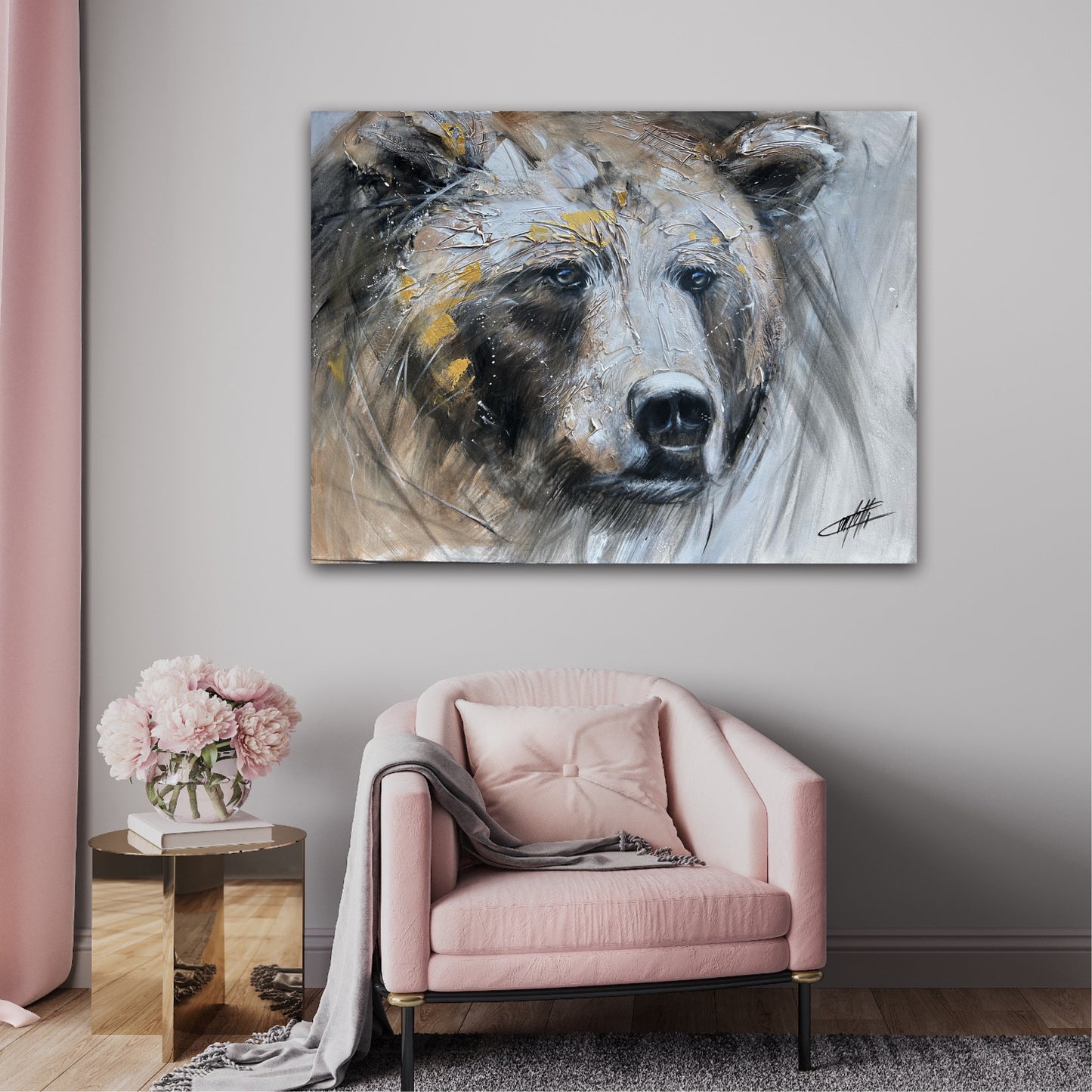 La puissance de l'âme , l'ours , art print texturé par l'artiste Confetti , moderne, abstrait