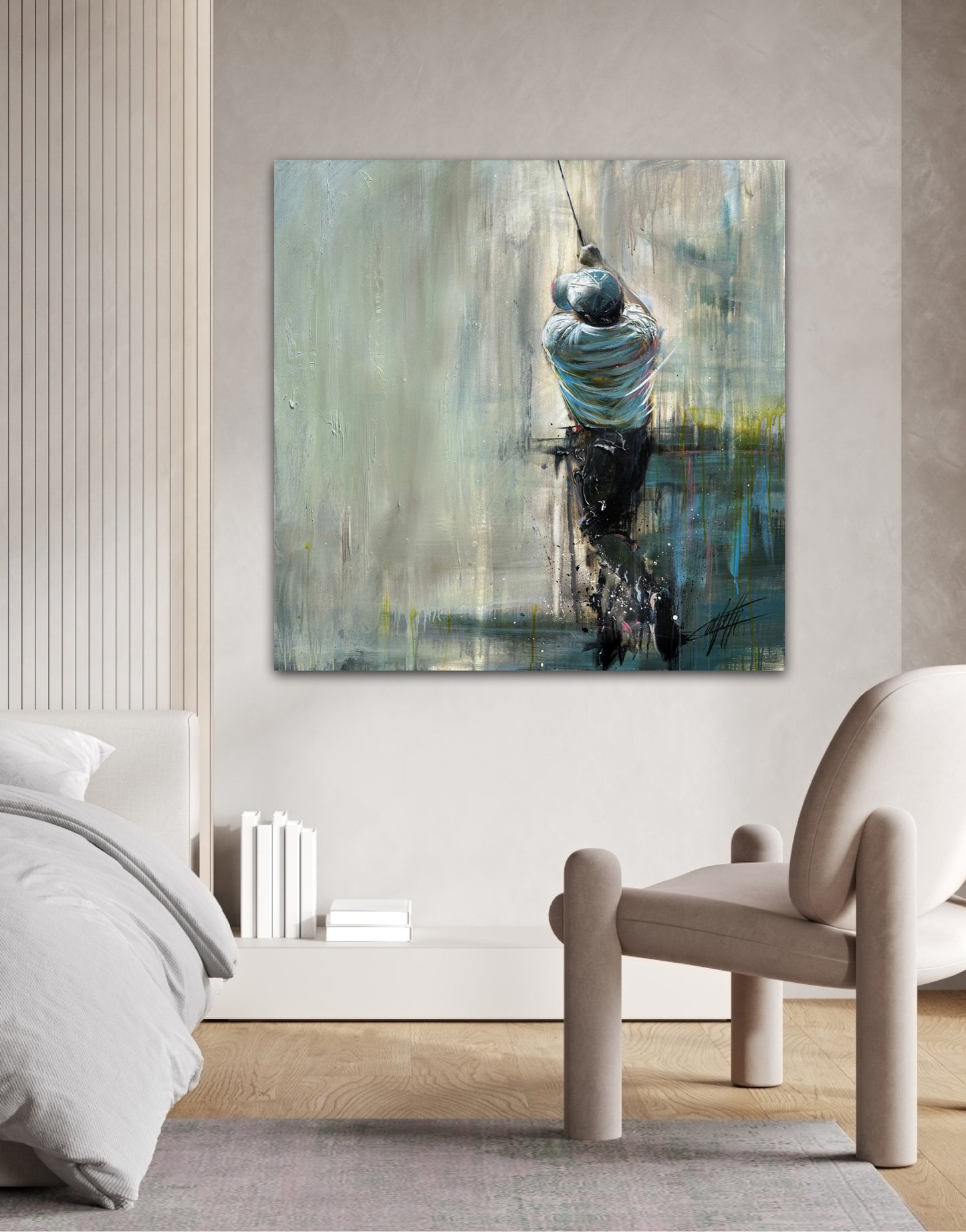 Peinture de golf / art print par l’artiste Confetti, texturé, moderne, abstrait, tendance golf peinture action