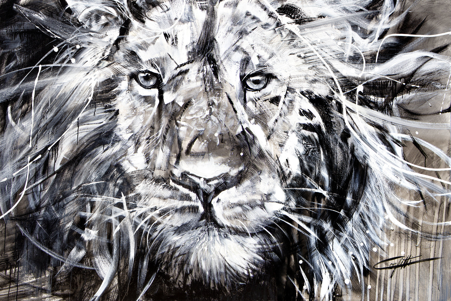 Jack le lion/ art print texturé par l'artiste Confetti, moderne, abstrait