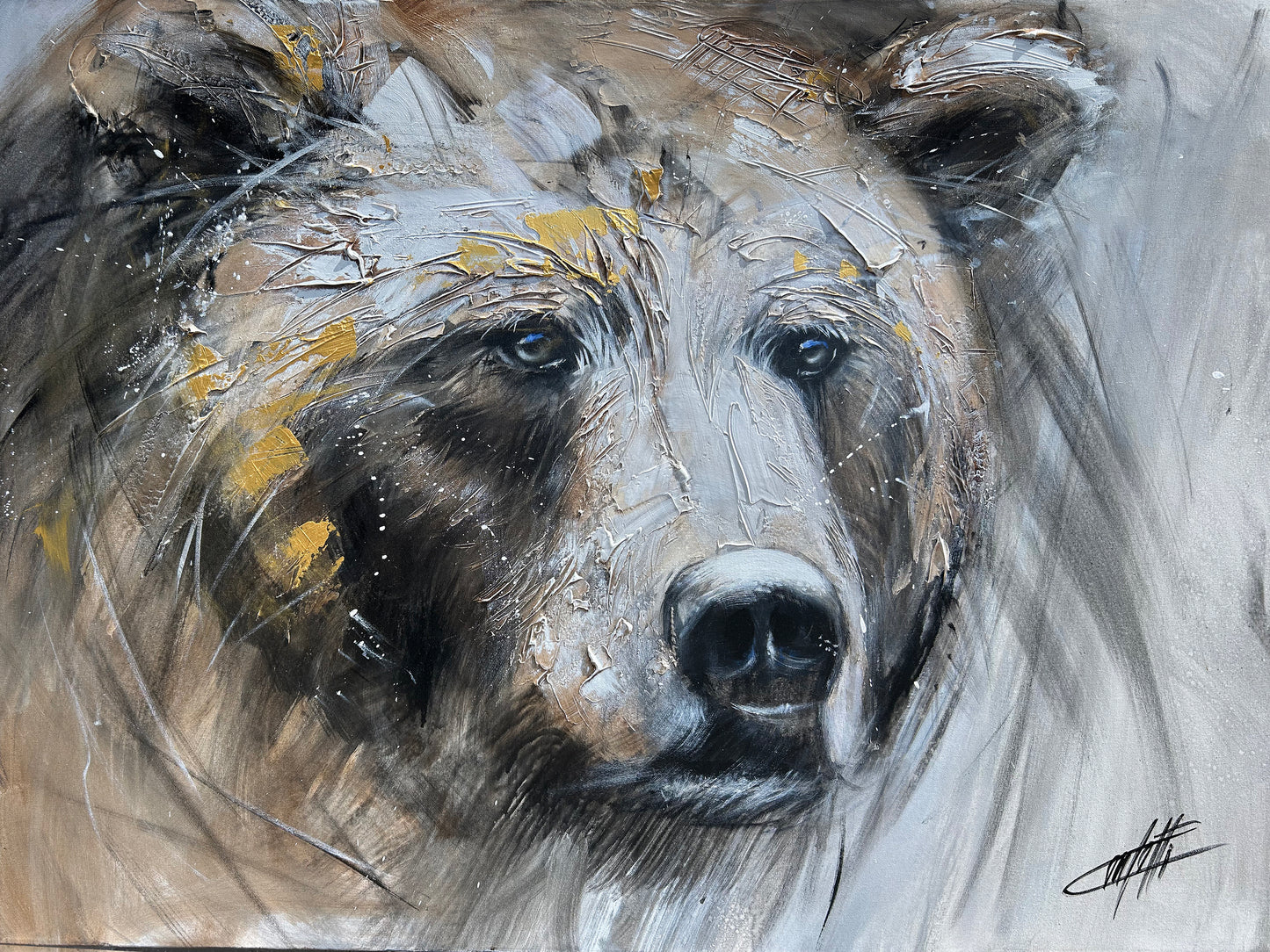 La puissance de l'âme , l'ours , art print texturé par l'artiste Confetti , moderne, abstrait