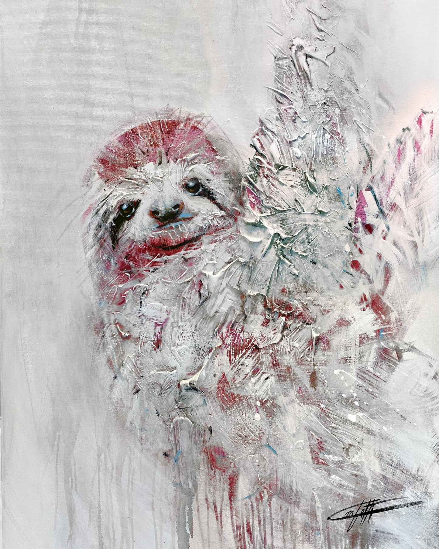 Le Paresseux/ art print texturé par l'artiste Confetti, moderne, abstrait