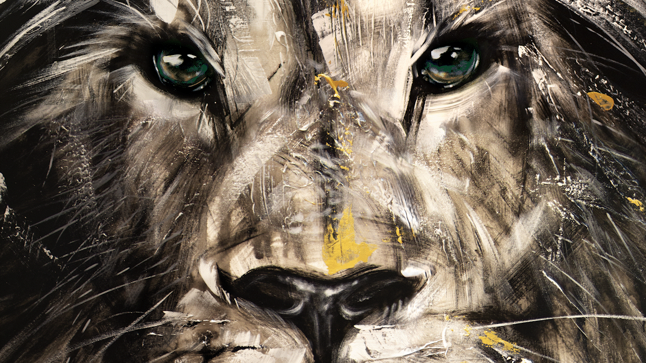 Confetti artist working on animal art paintings in an art gallery in Montreal