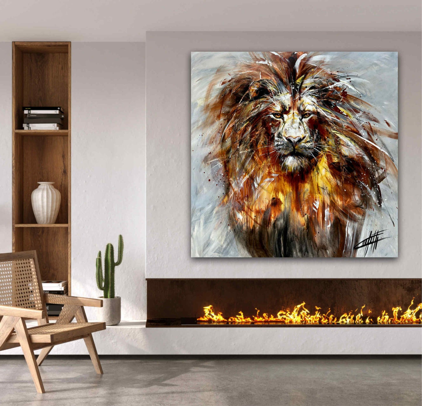 Le gardien de l'ame, art moderne imprimé par Confetti artiste, lion coloré, abstrait