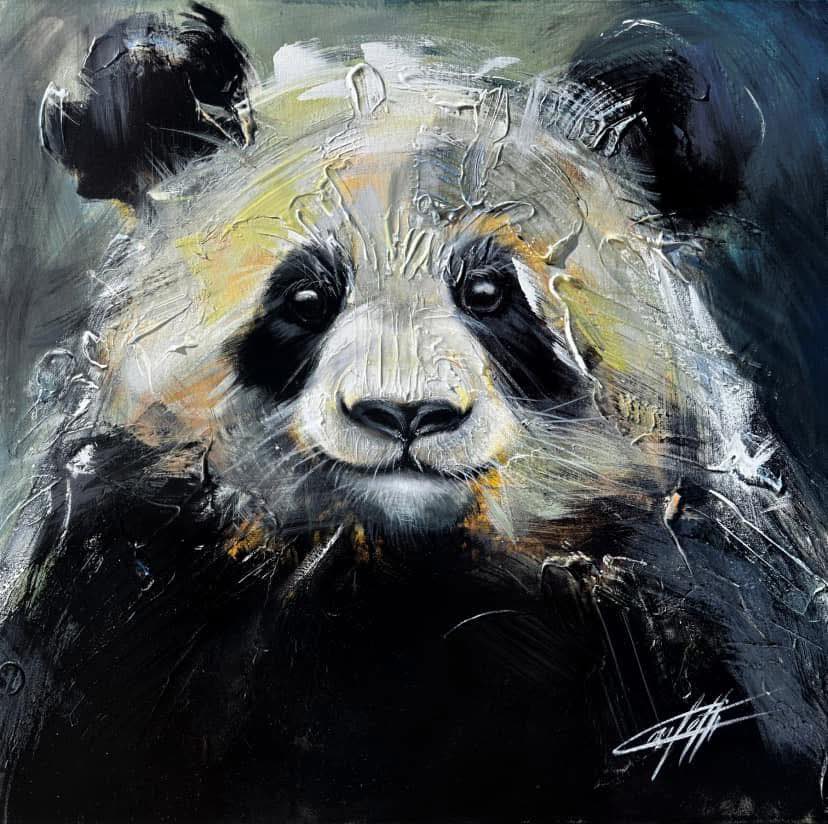 The sweetness of the Panda, modern art print by Confetti artist, textured, panda , modern