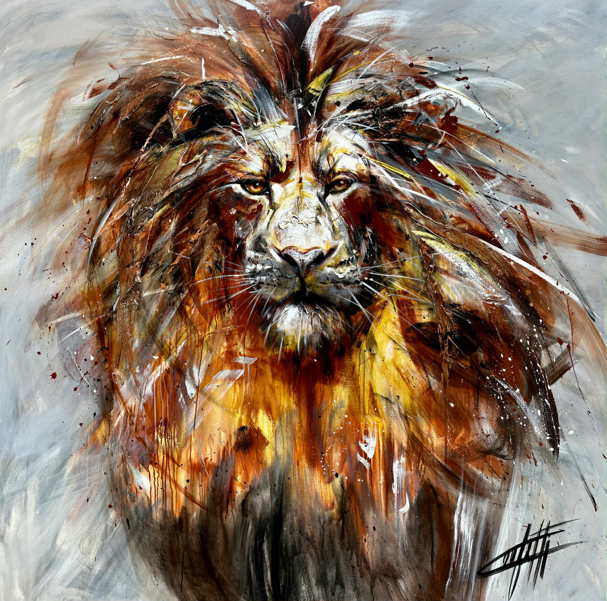 Le gardien de l'ame, art moderne imprimé par Confetti artiste, lion coloré, abstrait