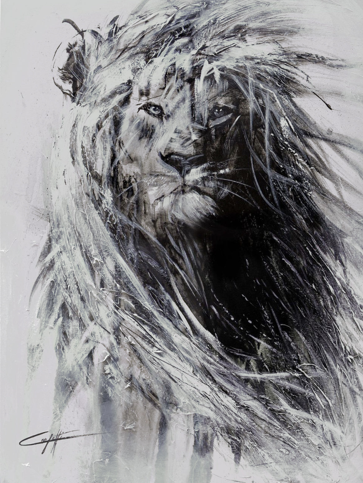The wild beast the lion, textured art print by Confetti artist, modern, abstract