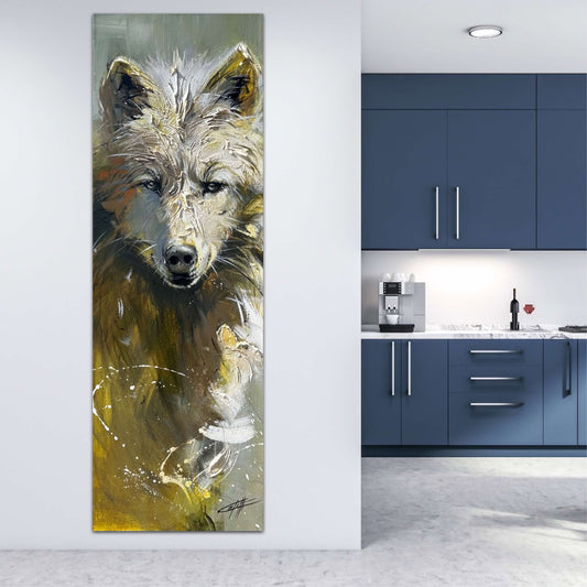 Esprit du loup blanc, impression d'art par l'artiste confetti, abstrait, loup blanc