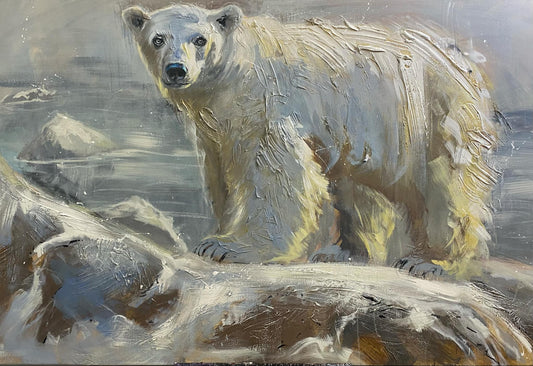 Nouveau! L'empereur du froid l'ours polaire, l'original de l'artiste confetti avec beaucoup de texture, ours polaire, abstrait