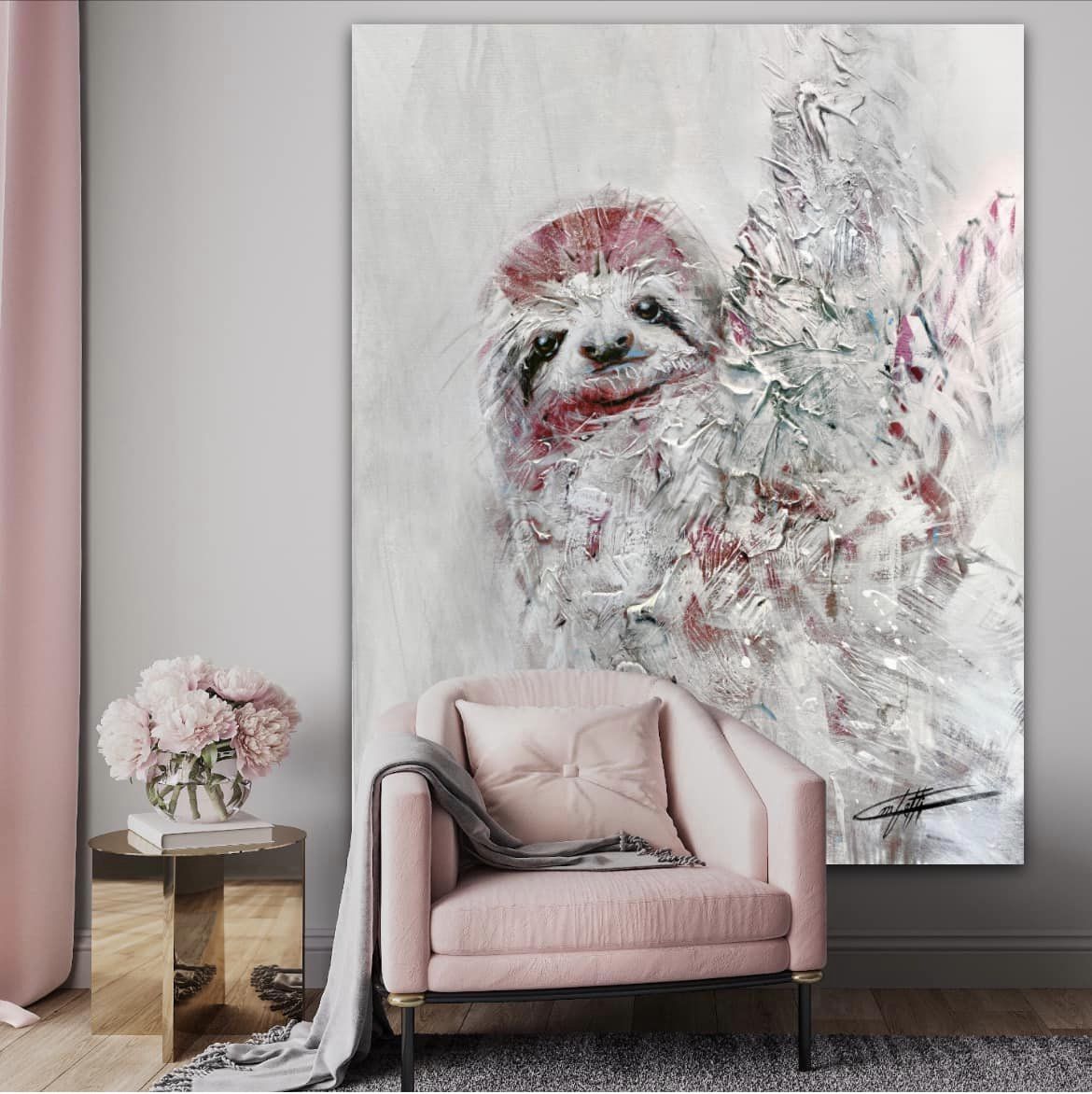 Le Paresseux/ art print texturé par l'artiste Confetti, moderne, abstrait