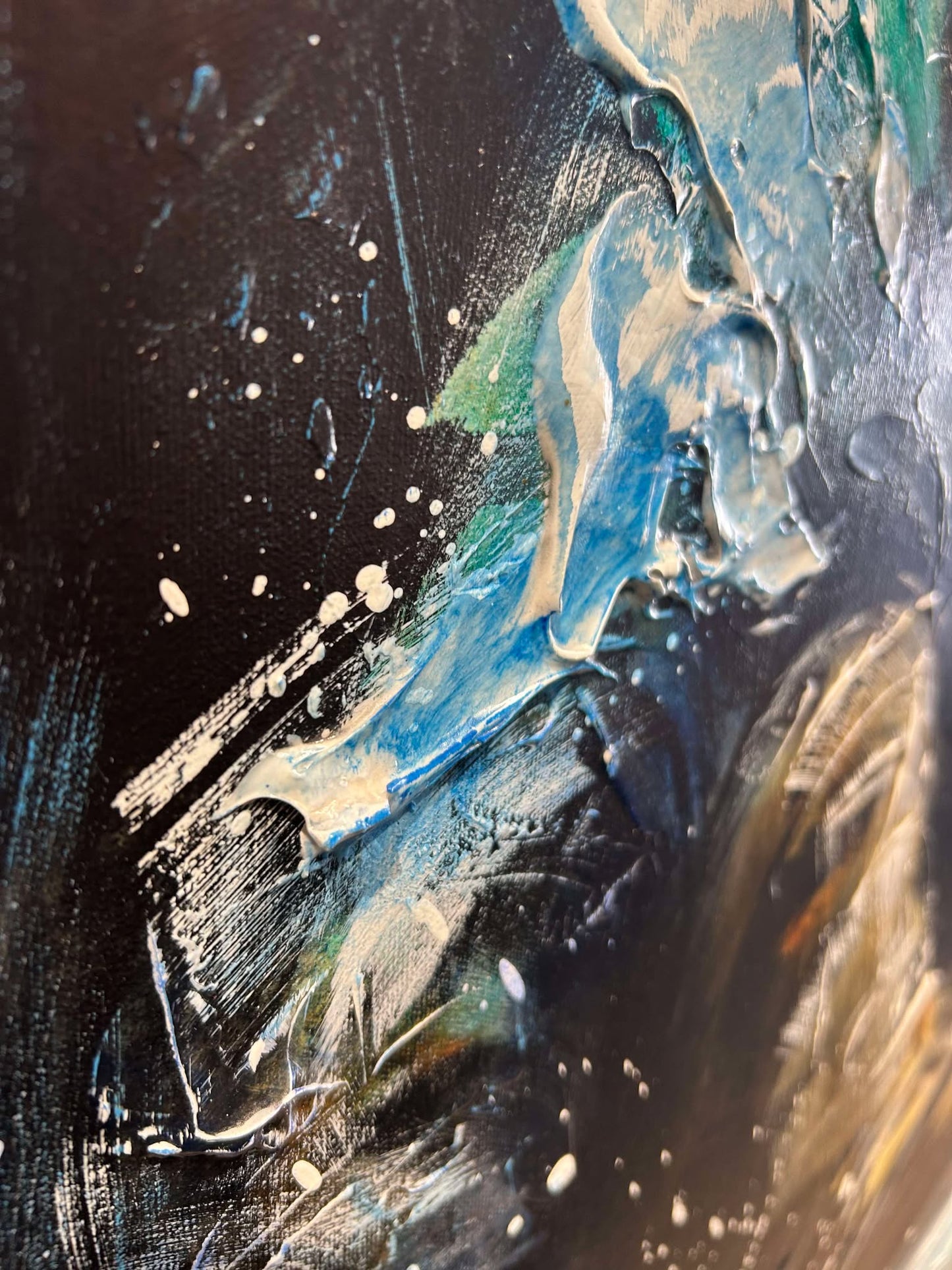 La descente,la planche.. peinture originale et moderne avec une grande texture par l’artiste Confetti, planche à neige, sport