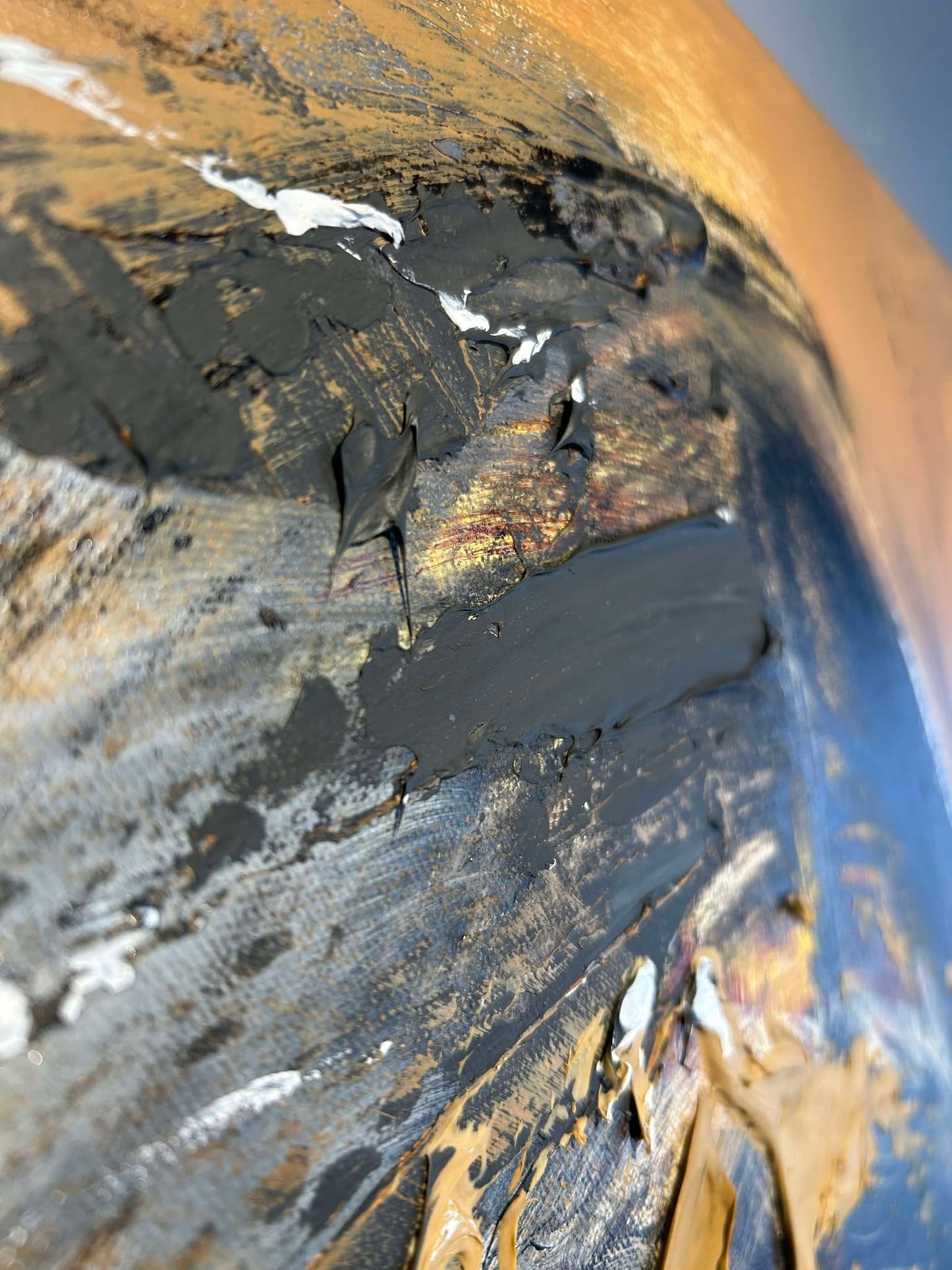 Esprit indomptable, le taureau, la peinture originale et moderne avec une grande texture par l’artiste Confetti, animal, couleur chaude