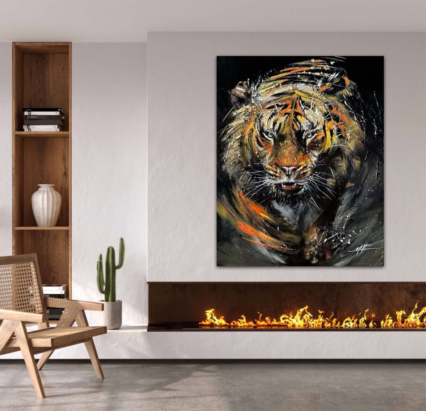 Imperial Golden Tiger, art print by Confetti artist, textured, modern and abstract tiger