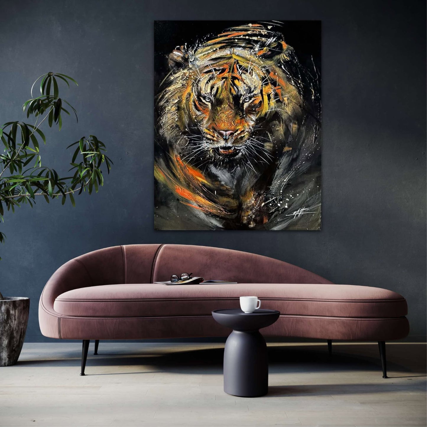 Imperial Golden Tiger, art print by Confetti artist, textured, modern and abstract tiger