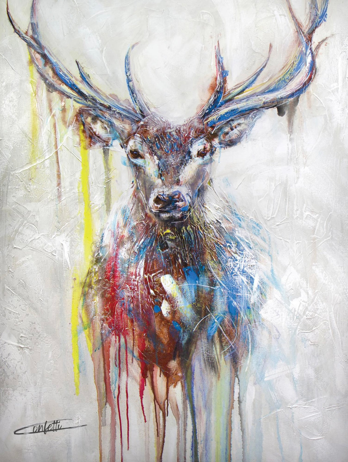 The advancement of the deer, textured art print from the artist Confetti, modern, abstract