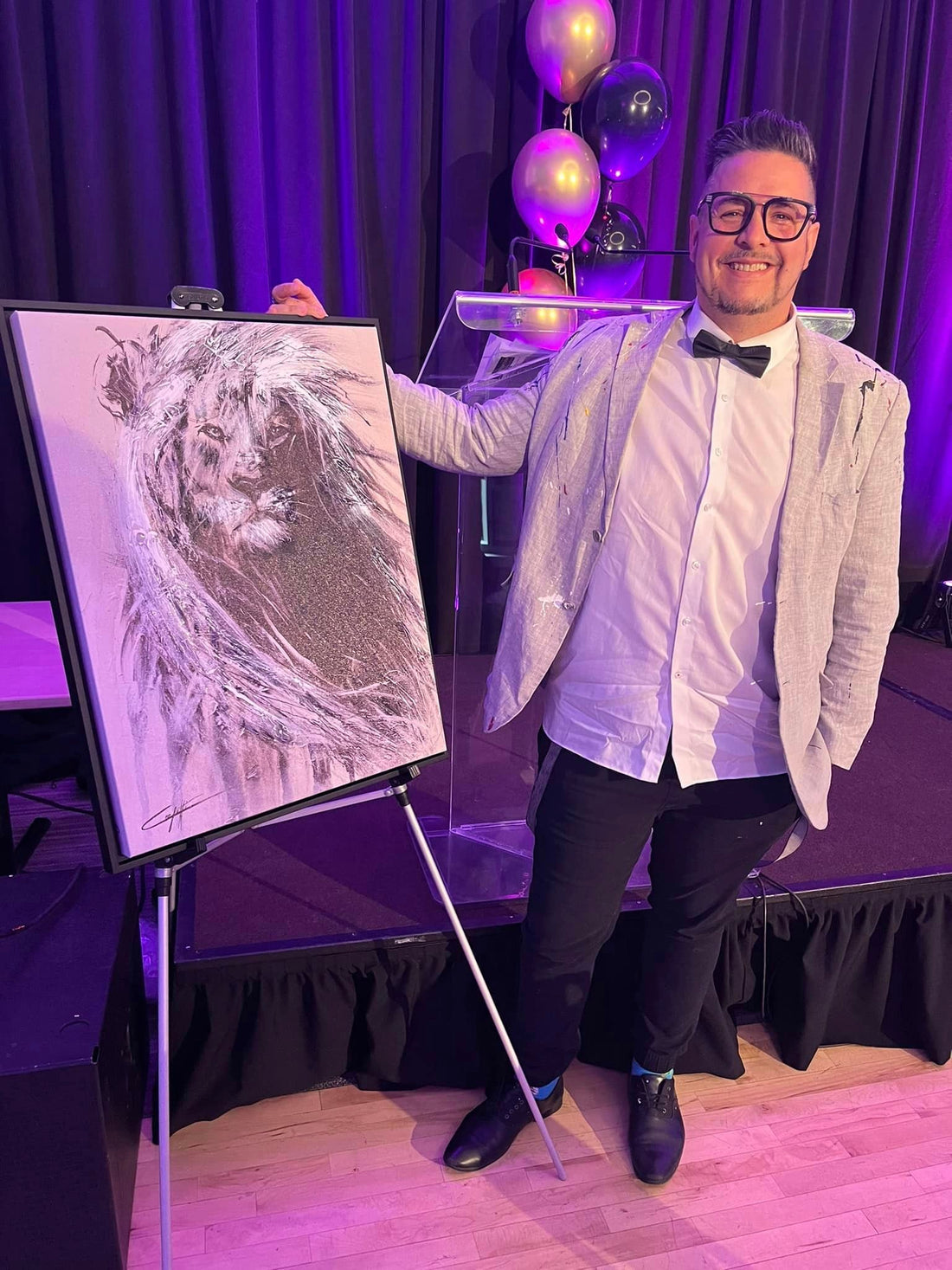 Artiste peintre animailier don pour fondation lion