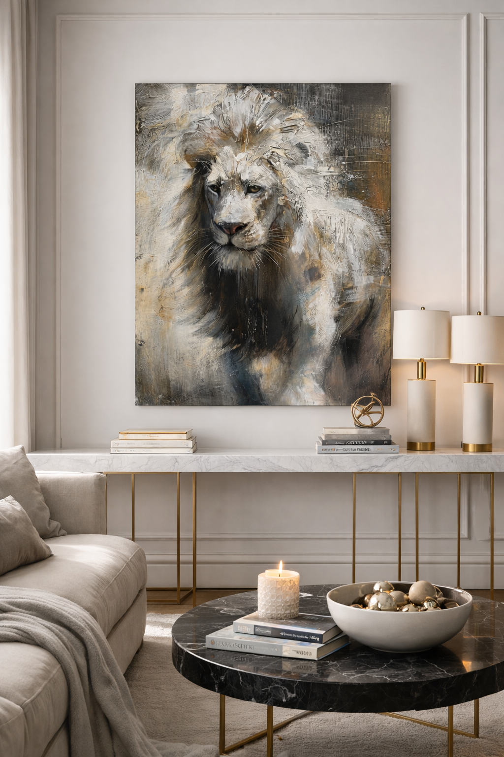 The imperial lion, textured art print from the artist Confetti, modern lion, abstract