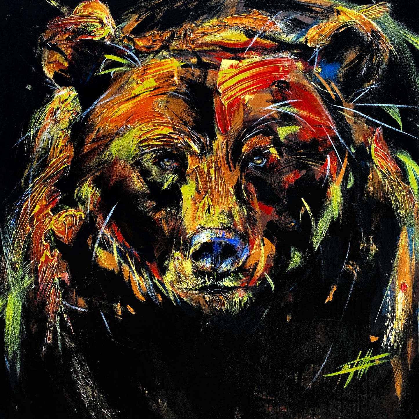 Bernard the golden bear, modern art print by confetti artist, colorful, bear, abstract