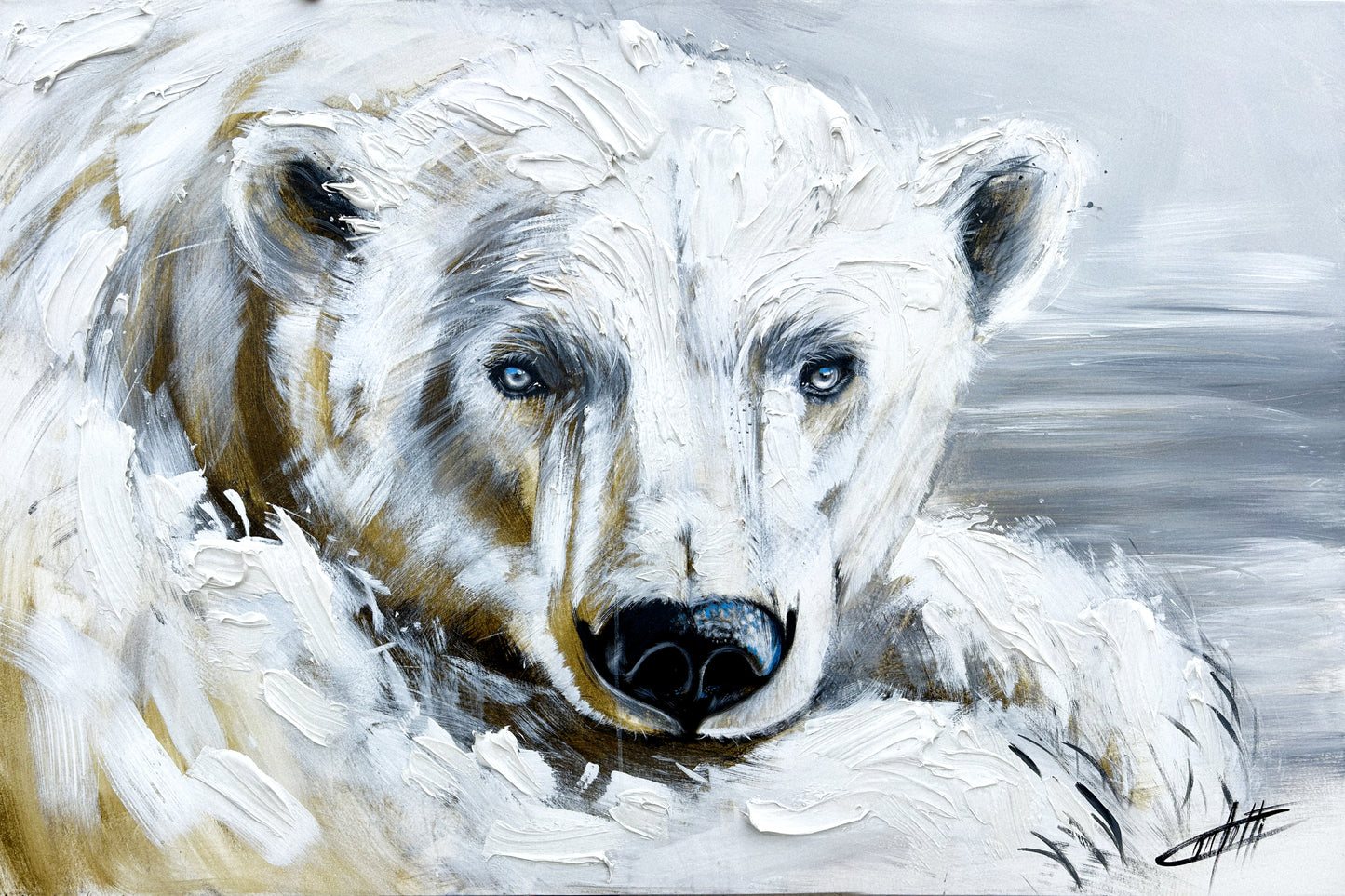 L'esprit boréal, l'ours polaire, art print texturé par l'artiste Confetti , moderne, abstrait 