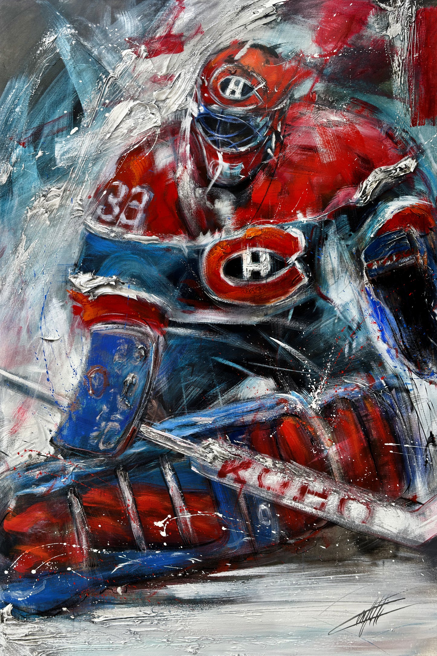 Legend number 33, patrick roy, canadian montreal  / painted  by the artist confetti, modern