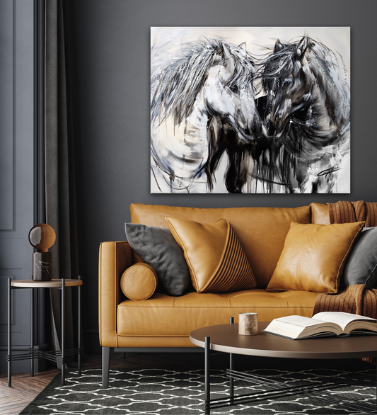 Amour, toujours amour, les chevaux / Tableau couple de chevaux L'amour toujours l'amour