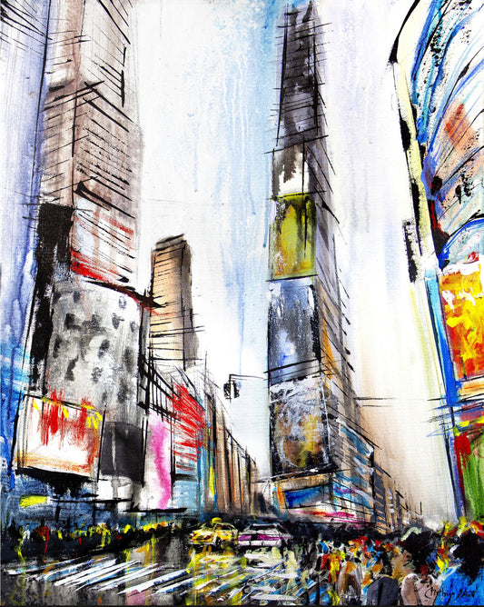New-York Times Squares / art print texturé par l'artiste Confetti, moderne, abstrait