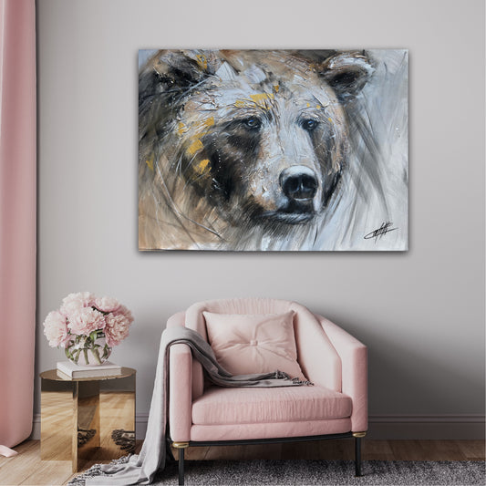 La puissance de l'âme , l'ours , art print texturé par l'artiste Confetti , moderne, abstrait 