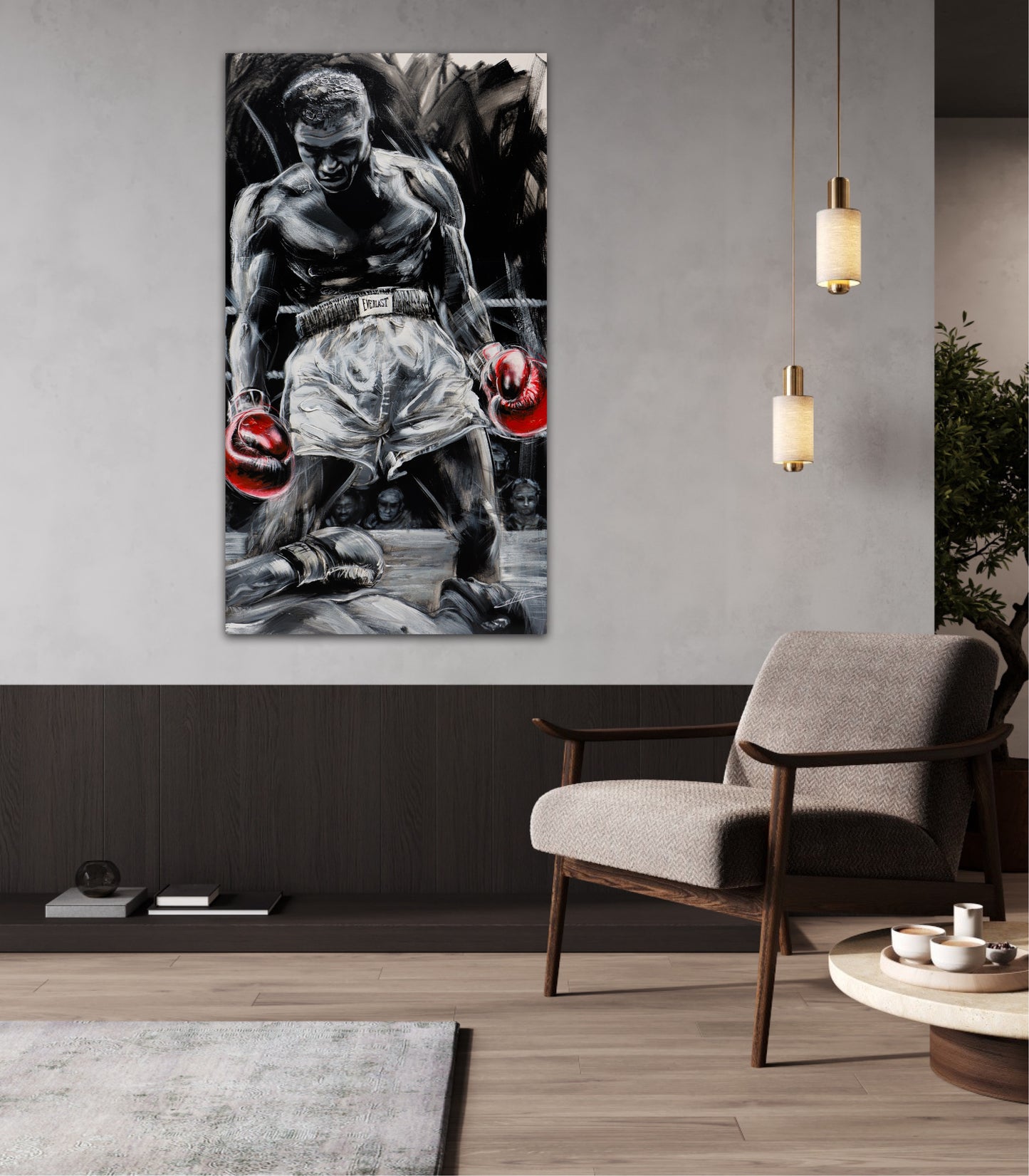 Mohammed Ali, art print texturé par l'artiste Confetti, moderne, abstrait