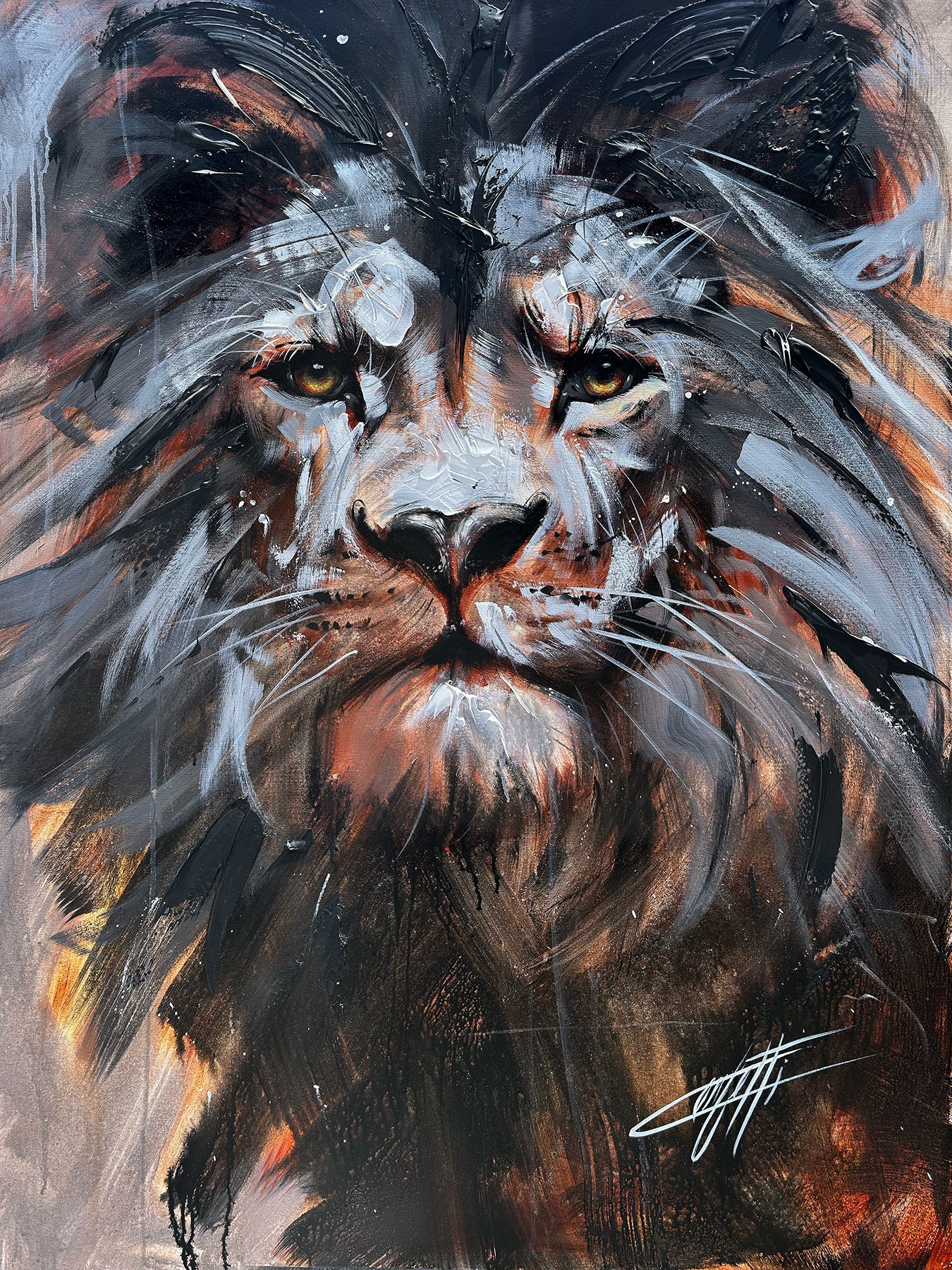 Le lion pallia vie, art print fait par l'artiste Confetti, texturé, moderne et abstrait