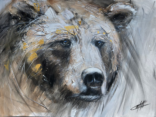 La puissance de l'âme , l'ours , art print texturé par l'artiste Confetti , moderne, abstrait 