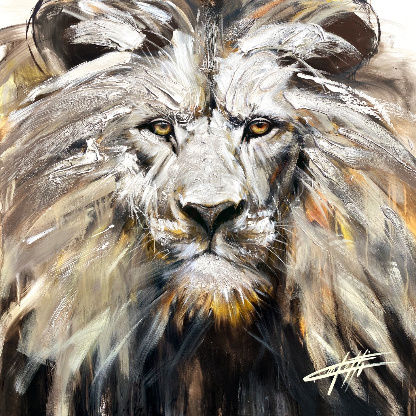 The ROYAL roar, lion /  modern lion painting with passion by confetti artist