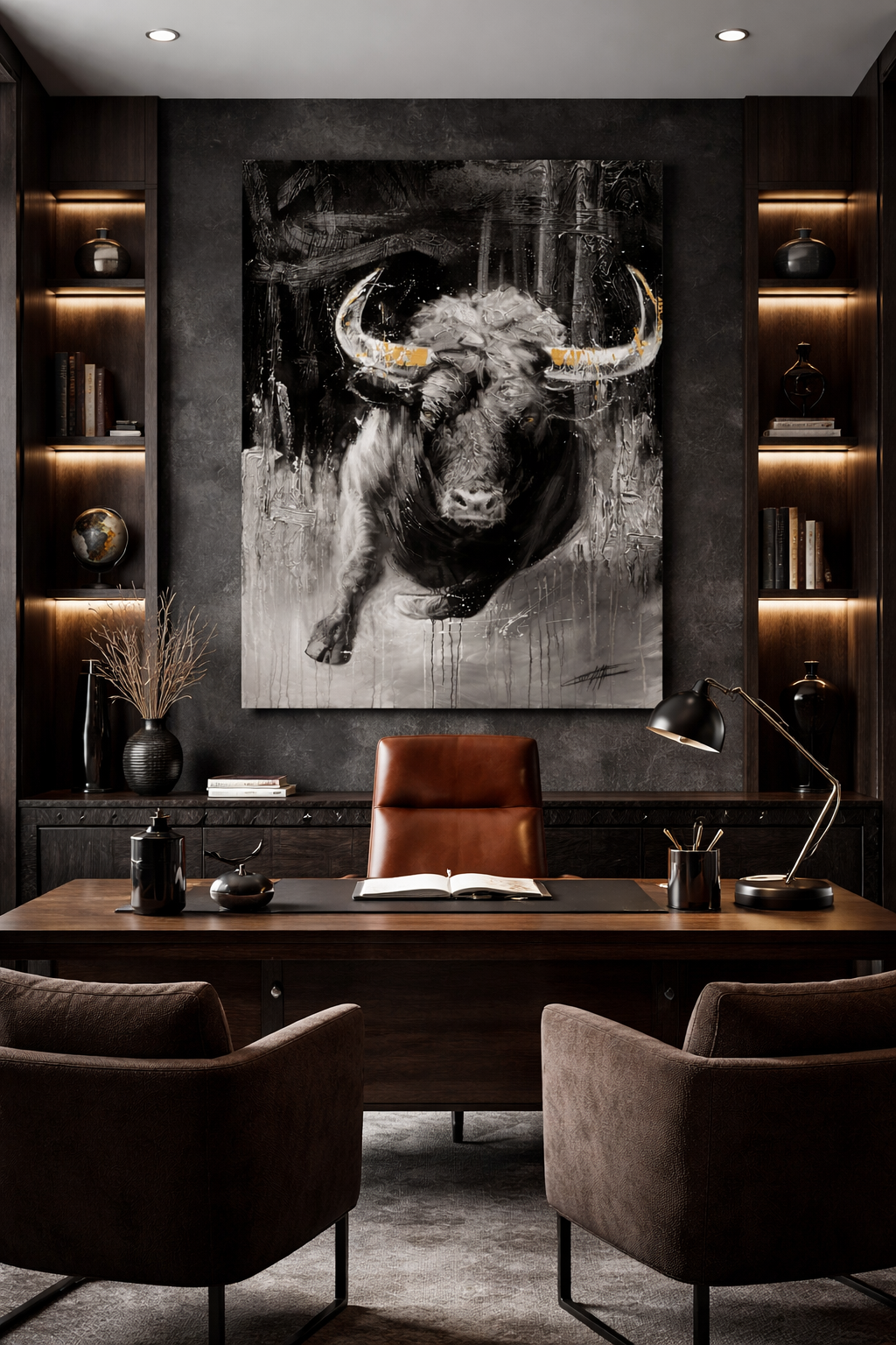 Victorius et Prosperitas , art print texturé par l'artiste Confetti, taureau moderne, abstrait