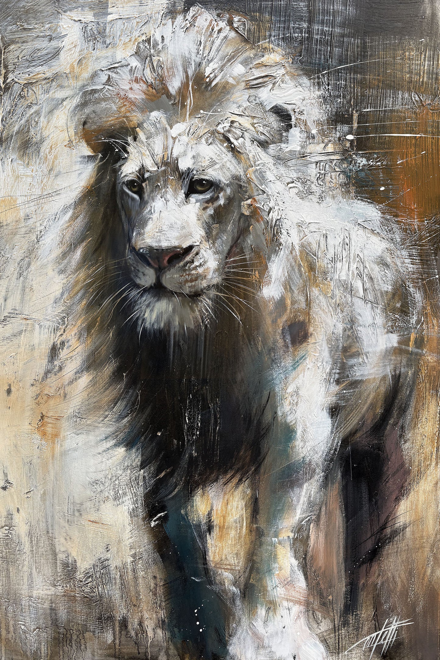 The imperial lion, textured art print from the artist Confetti, modern lion, abstract