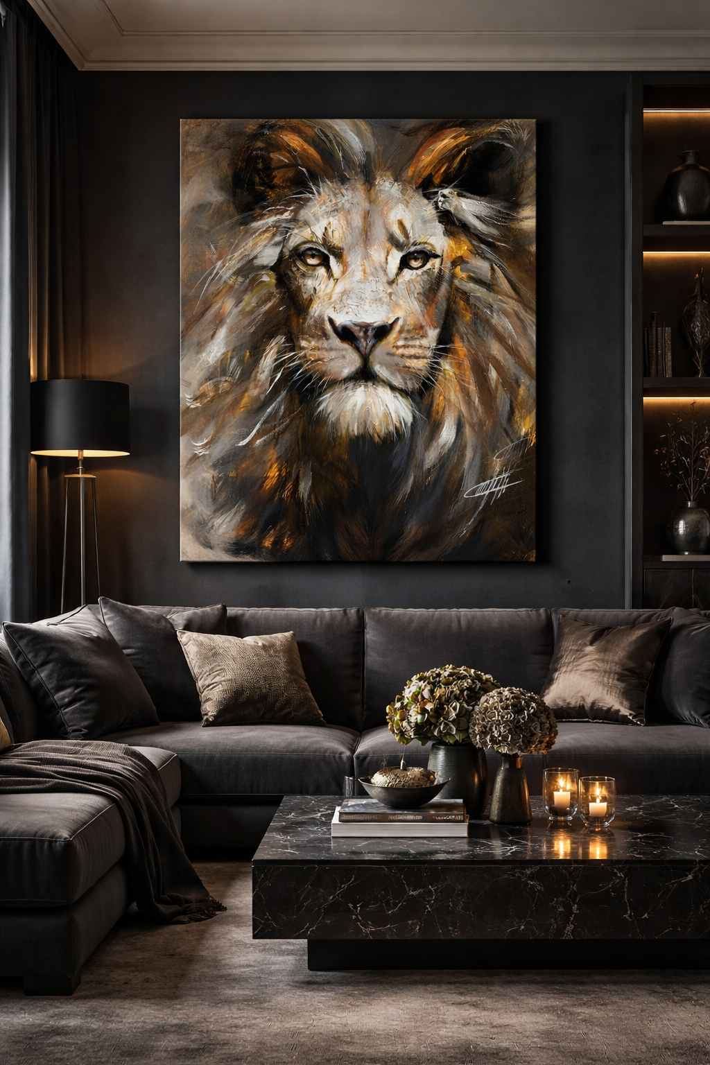 Le lion de l'horizon,  art print texturé par l'artiste Confetti,  moderne , abstraite