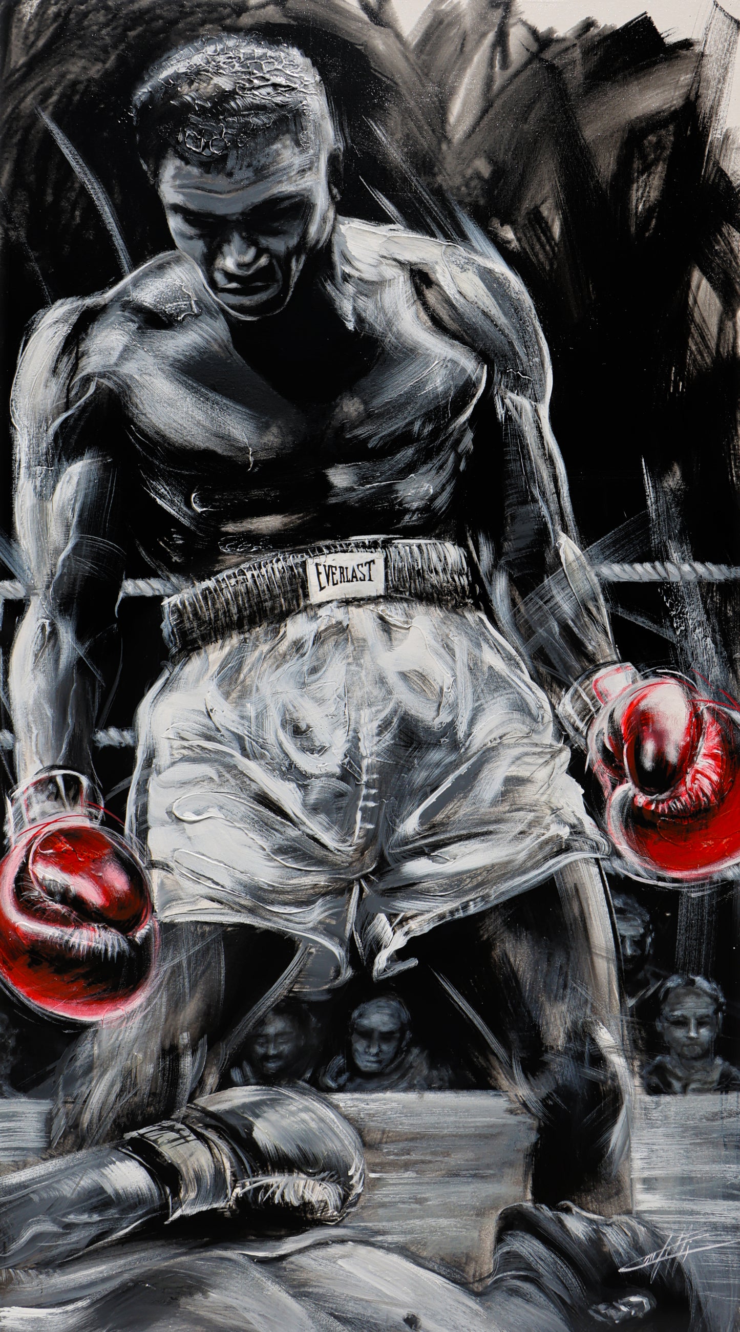 Mohammed Ali, art print texturé par l'artiste Confetti, moderne, abstrait